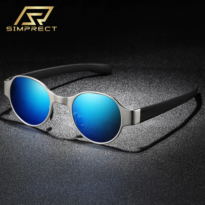

Мужские и женские круглые солнцезащитные очки SIMPRECT в стиле стимпанк, поляризационные солнцезащитные очки UV400 с зеркальным металлическим ст...