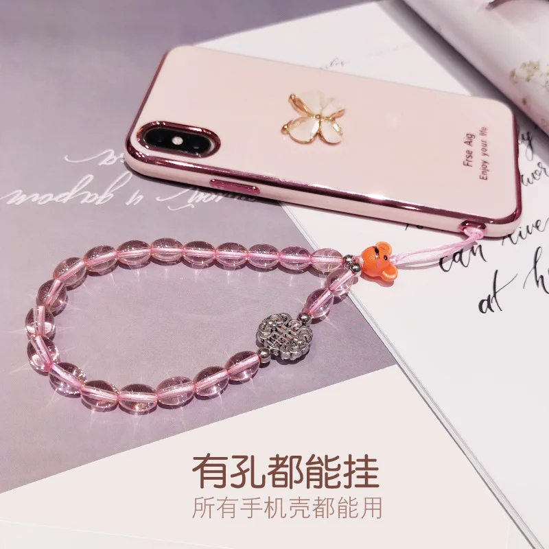 

DIY personality female short mobile phone lanyard pendant bracelet pendant cartoon cute mouse ornament crystal bead wrist chain