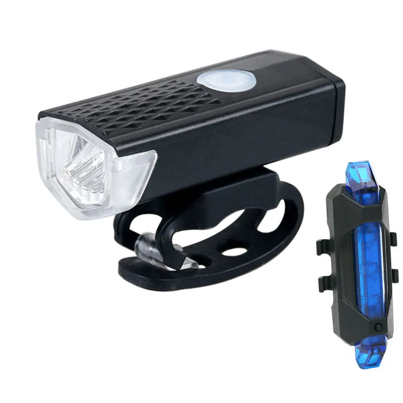 

2PCS Bike Light USB Rechargeable 300 Lumens Bicycle Light Front Headlight+ Taillight MTB Bike Light Set Bicycle Accessories