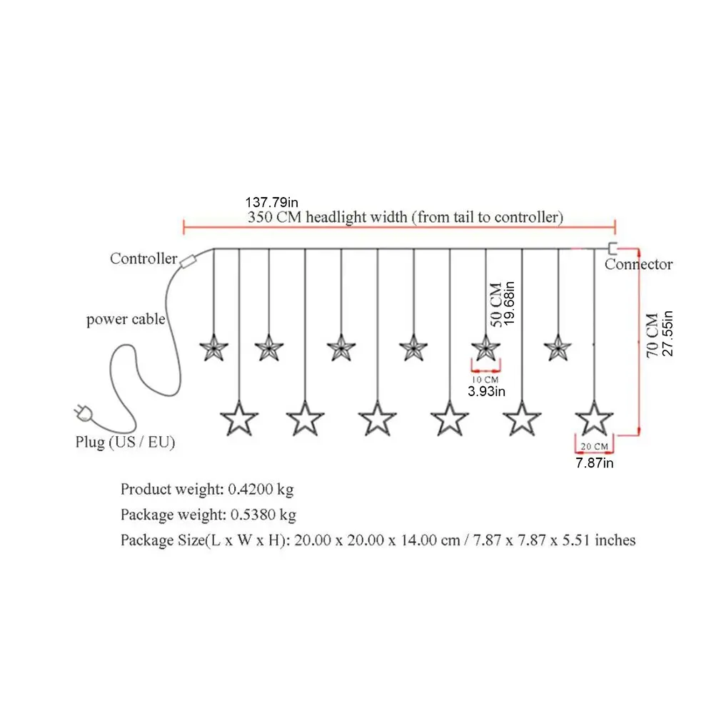 

Christmas Fairy Lights Festoon Led String Lights Star Garland on Window Curtain Indoor Tree Decoration Halloween Wedding Lights