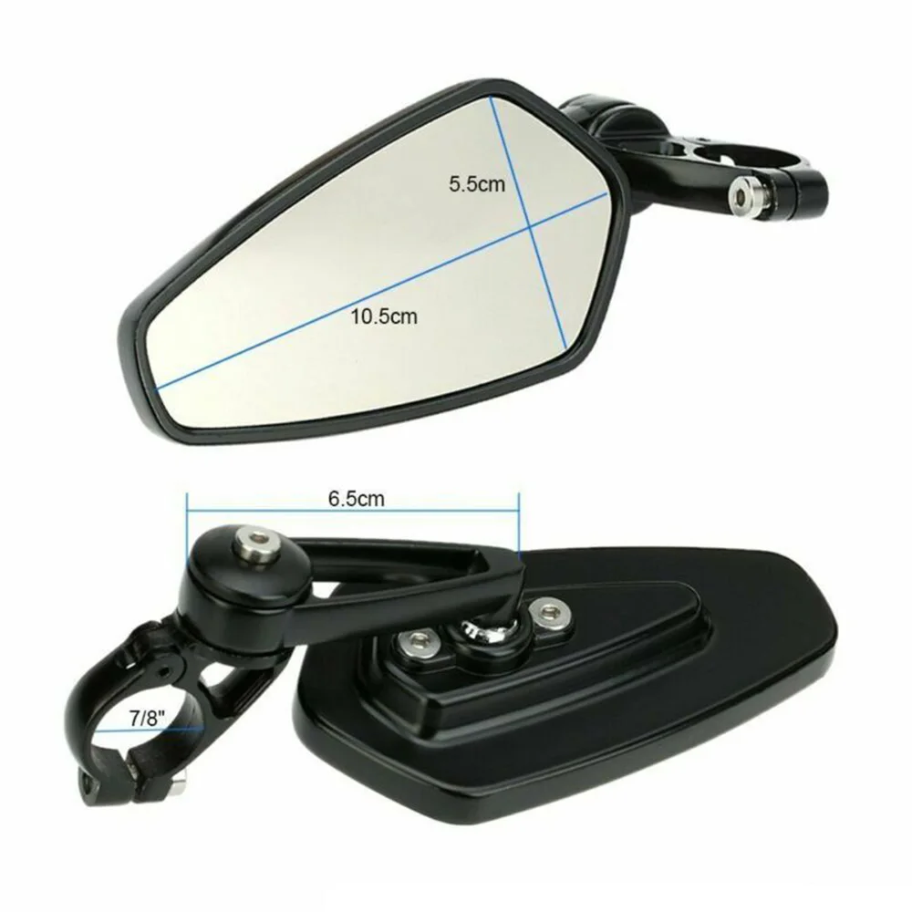 

Motorcycle Bar End Mirrors 7/8-Inch Bar End Universal CNC Rearview Black