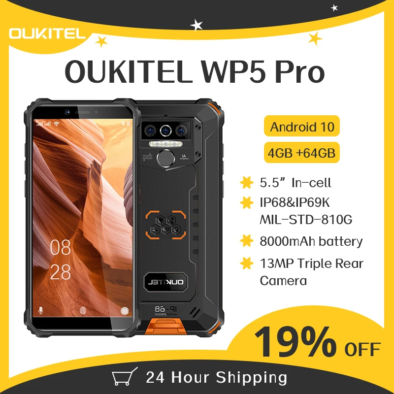 OUKITEL WP5 Pro IP68 водонепроницаемый смартфон 8000 мАч Android 10 тройная камера
