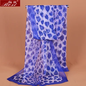 Женский шифоновый шарф BOSI с леопардовым принтом, модный дизайнерский роскошный брендовый хиджаб с запахом для головы, голубой Шелковый, весна-лето 2020