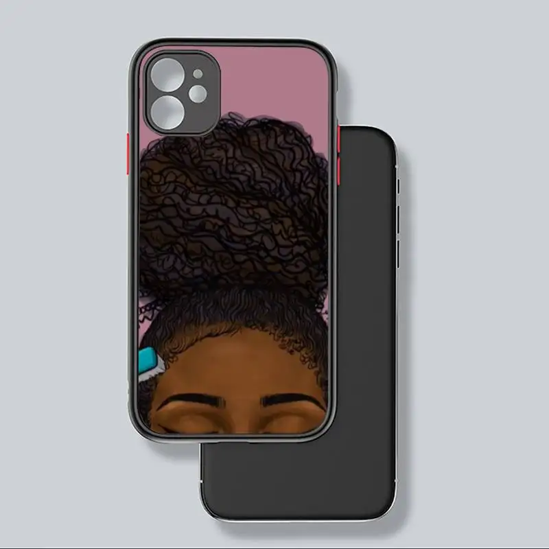 

Black girl Phone Case For iphone 12 11 8 7 plus mini x xs xr pro max matte transparent cover