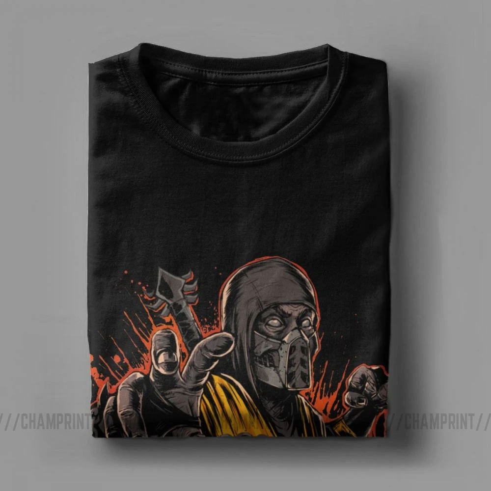 Мужская хлопковая футболка с принтом скорпиона надписью Get Over Here Mortal Kombat