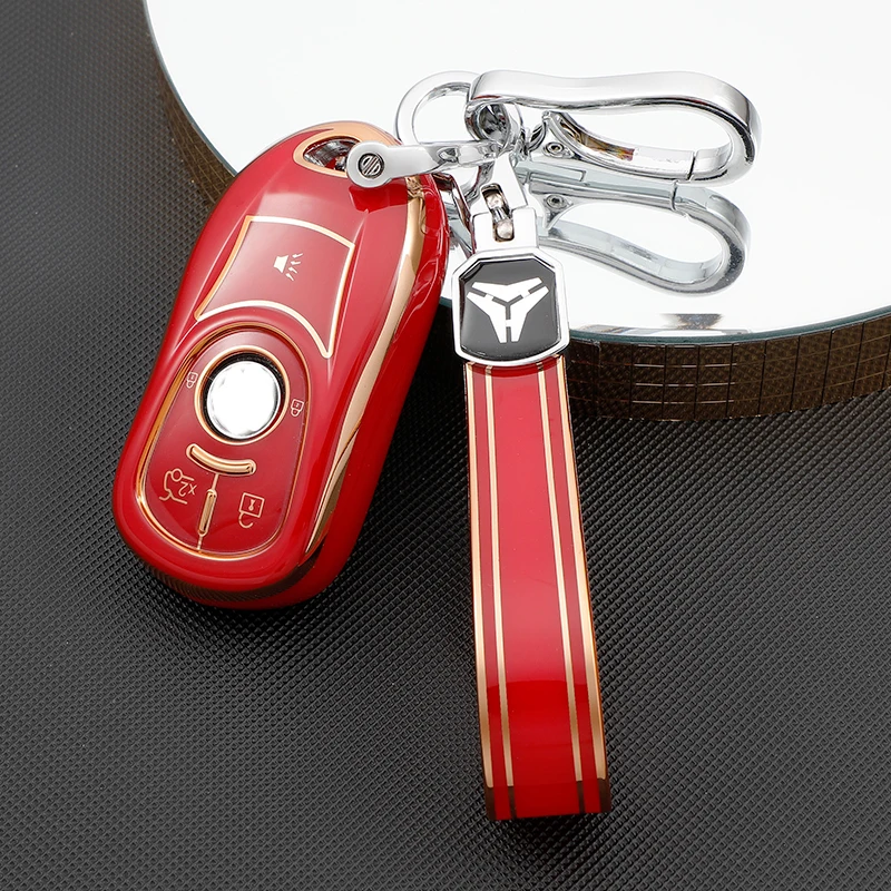 

TPU Golden Edge Remote Car Key Cover Shell For Buick Envision Vervno Encore GS 20T 28T New LACROSSE Opel Astra K Car Keychain