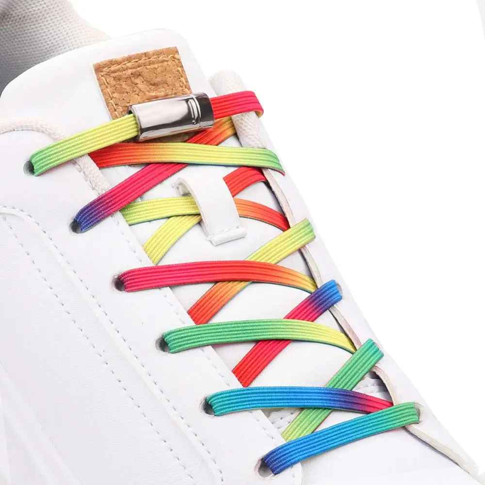 

Эластичные шнурки для кроссовок, без завязывания, для ленивых, для детей и взрослых, безопасные плоские шнурки с магнитным металлическим за...