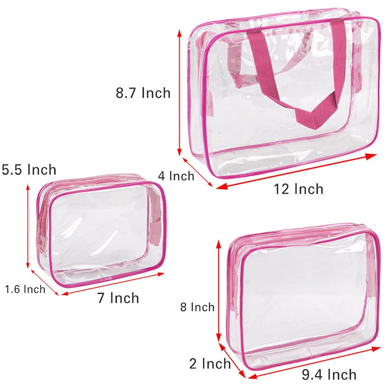Прозрачный ПВХ 3 размера 4 цвета шт./компл. косметичка дорожная сумка для