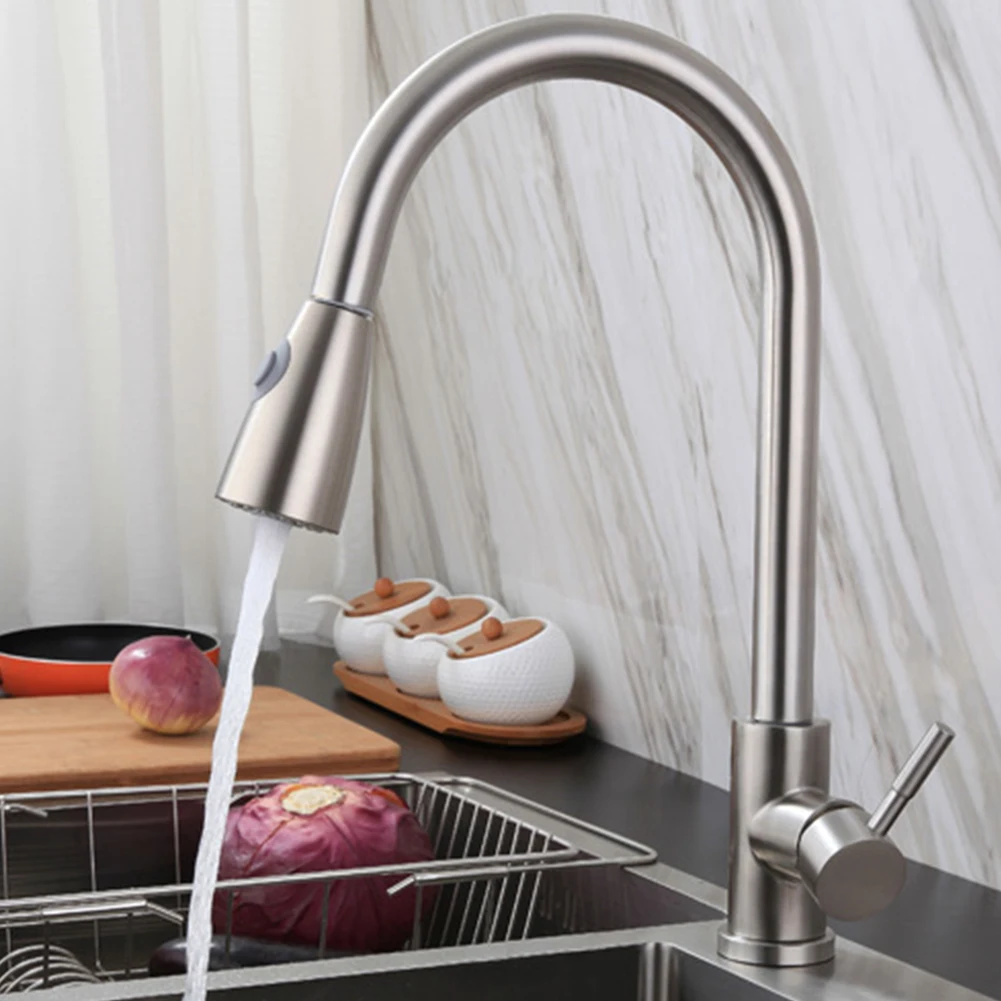 

Brushed Nickel Kitchen Faucet Single Hole Pull Out Spout Kitchen Sink Mixer Tap Stream Sprayer Head Chrome/Black Mixer Tap