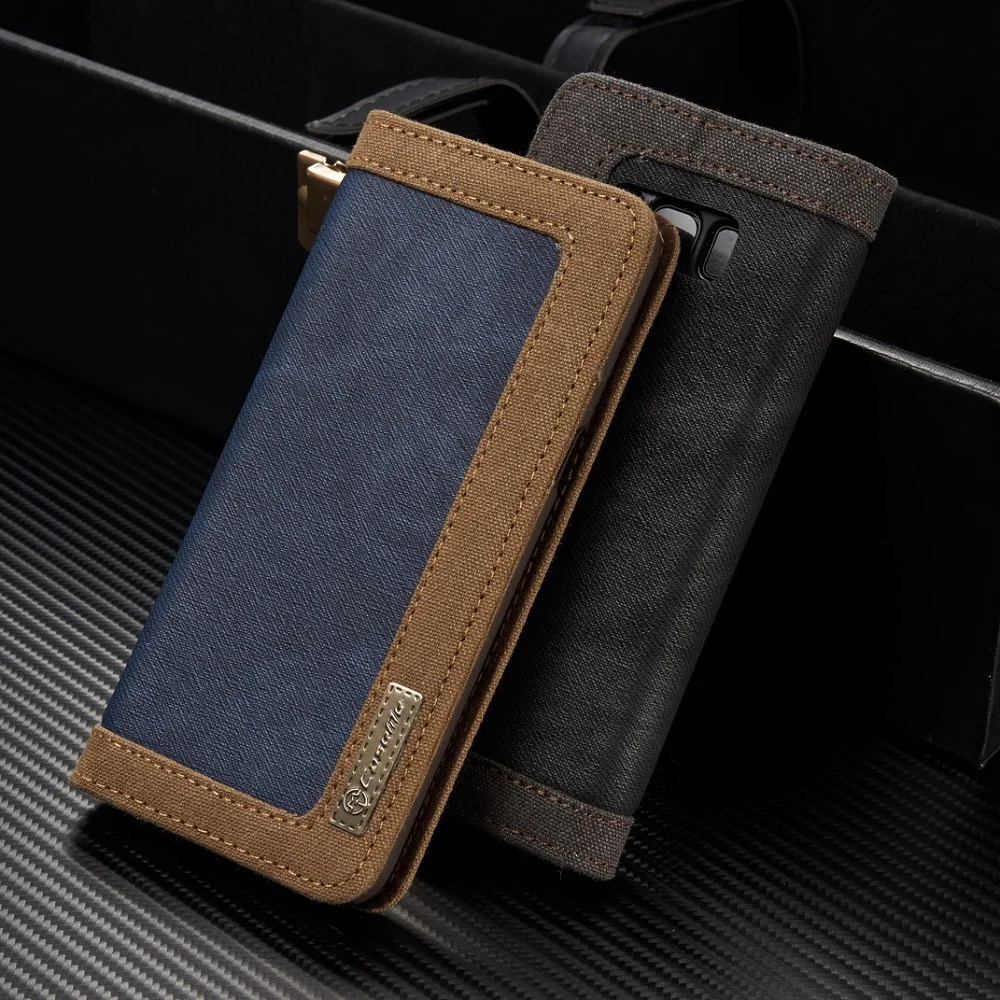 Чехол CaseMe для samsung S8 S9 S10 Plus Магнитный Флип джинсовый холщовый Кошелек держатель