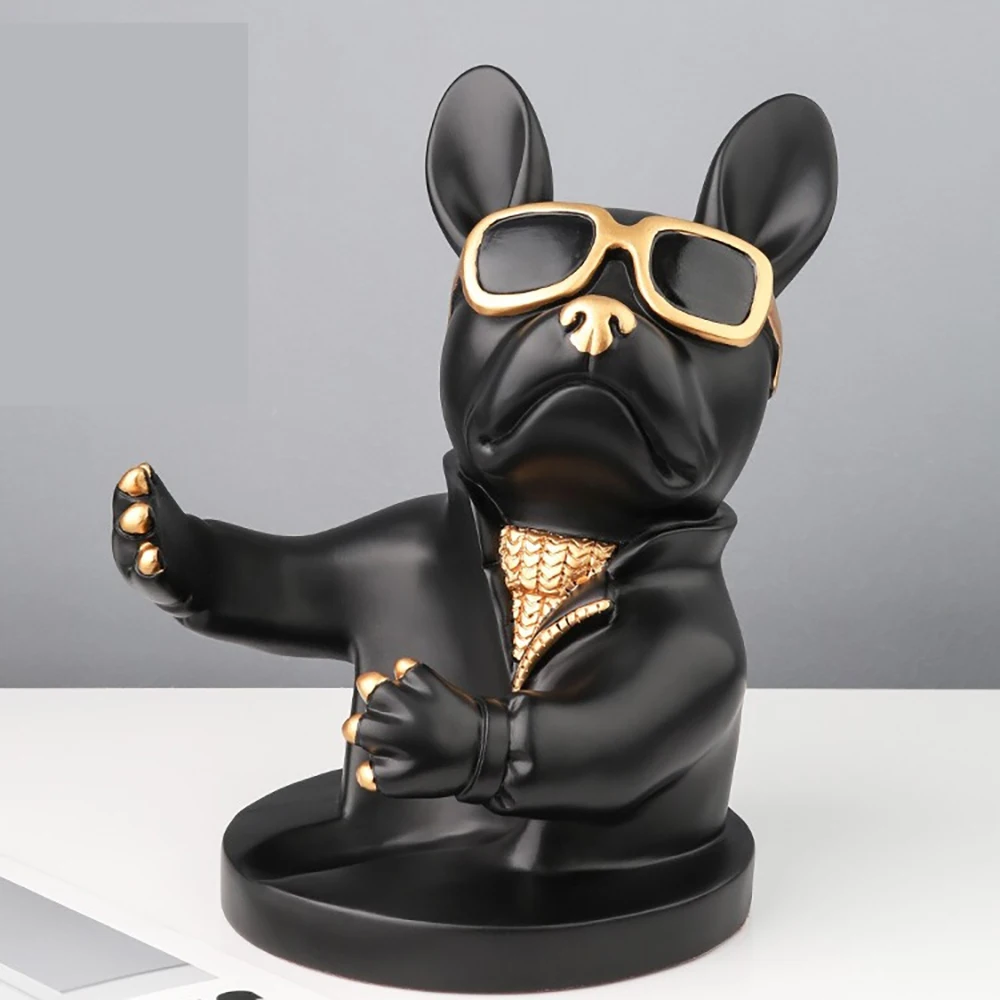 creative bulldog resin statue wine bottle holder wine rack stand home decoration livingroom bar kitchen cabinet decor craft gift free global shipping