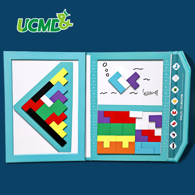 Магнитный деревянный тетрис 3D пазл доска для письма креативный Интеллектуальный