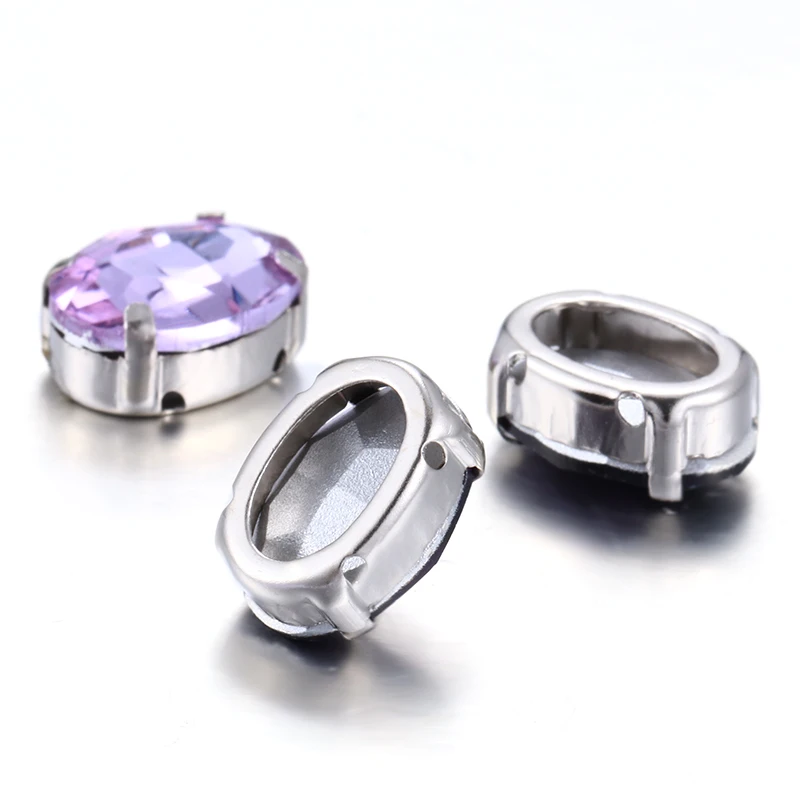 Мерцающие овальные камни с фиолетовым аметистом Пришивные стеклянные стразы со