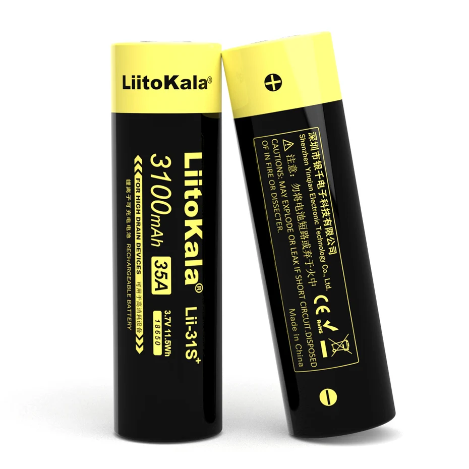 

1-10PCS New LiitoKala Lii-31S 18650 Battery 3.7V Li-ion 3100mA 35A Power battery For high drain devices.