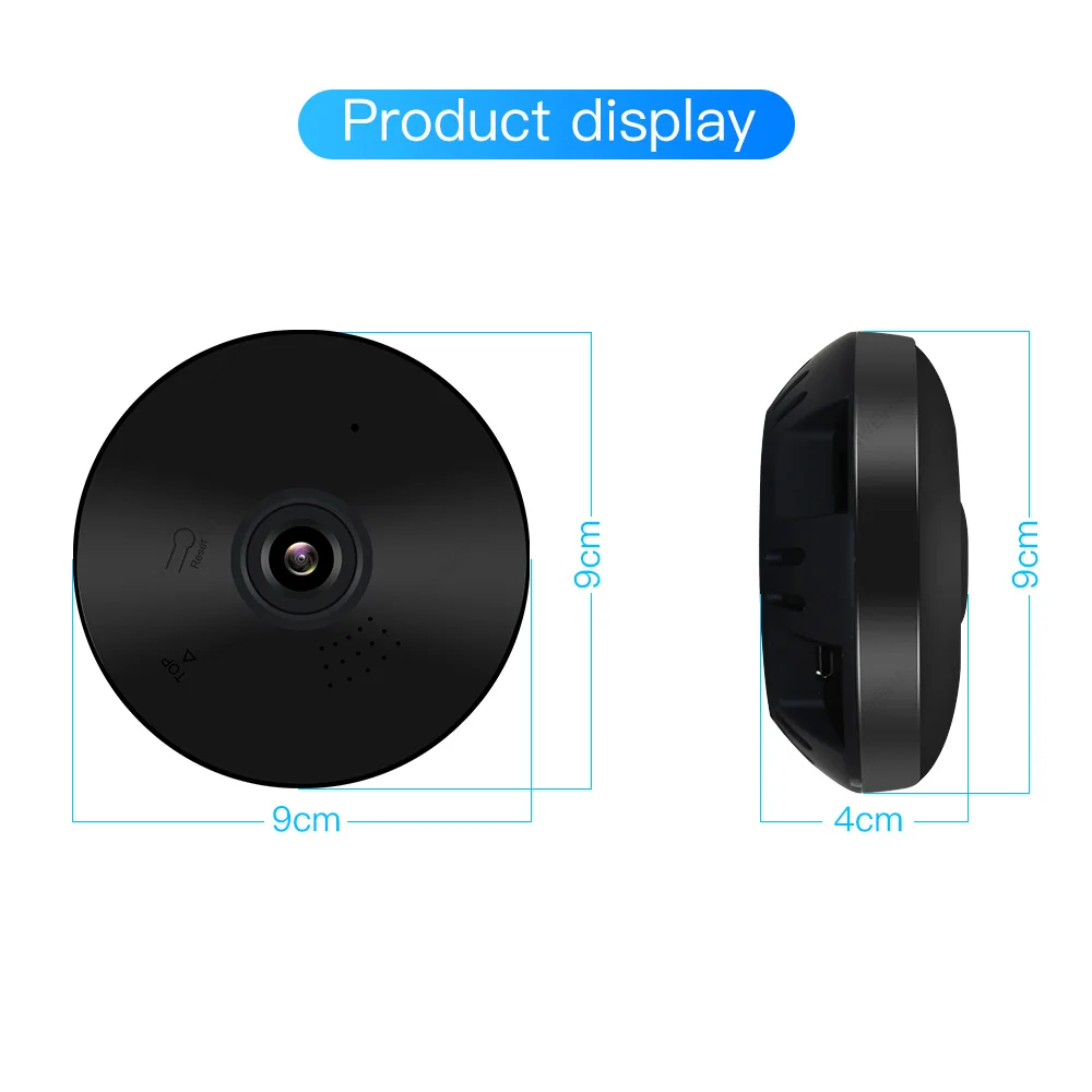 1.3MP/2.0MP Full view wifi 360 градусов двухстороннее аудио Панорамное 960 P/1080 P рыбий глаз Беспроводная интеллектуальная ip-камера V380 черный цвет