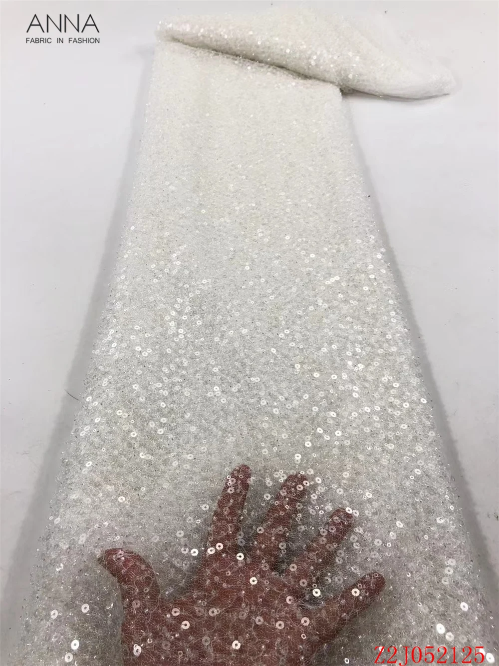 

Anna white french sequins and handmade beaded lace fabric 5 yards for sewing wedding dress african fabric for women party dress