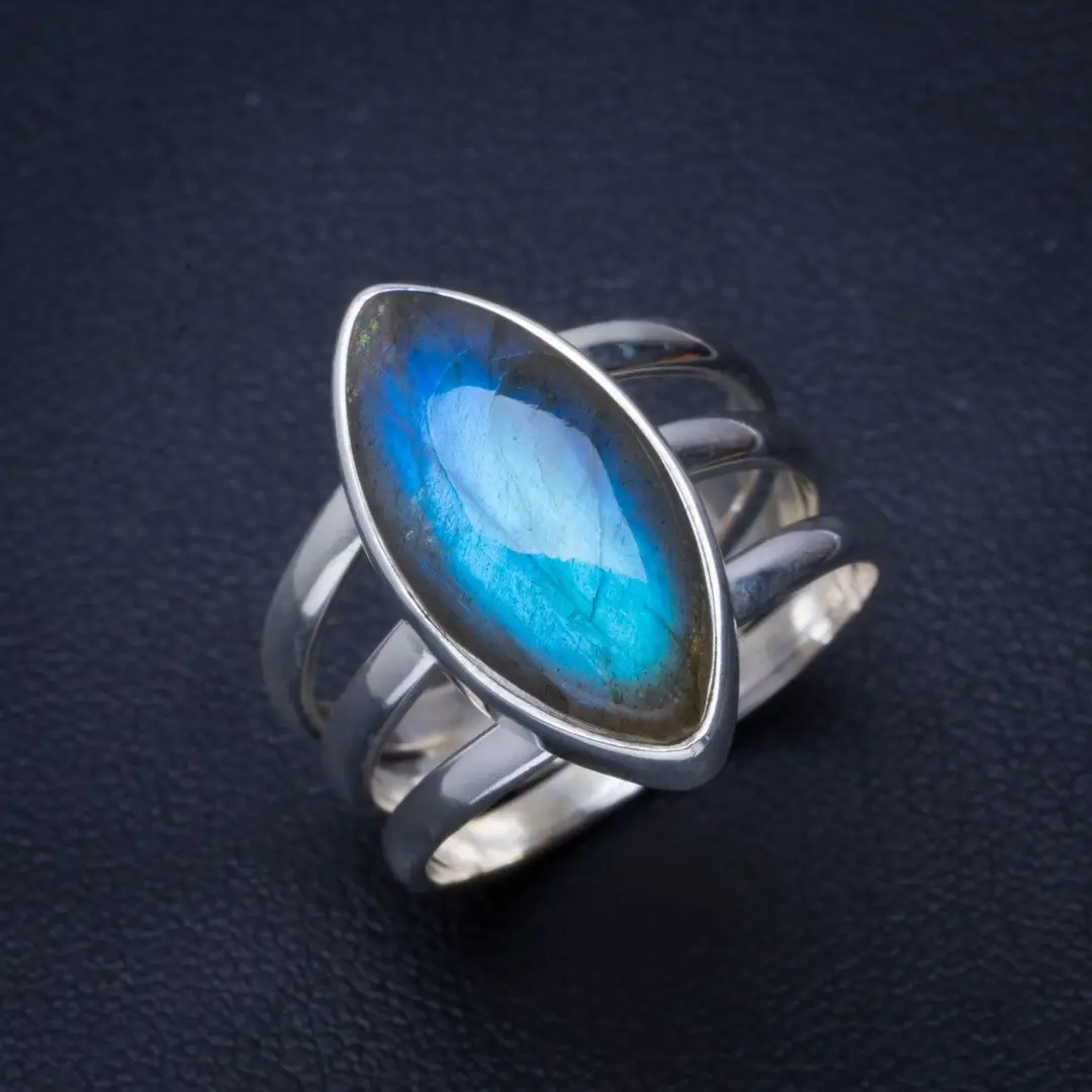 Натуральное голубое огненное Лабрадорит ручной работы уникальное 925 пробы