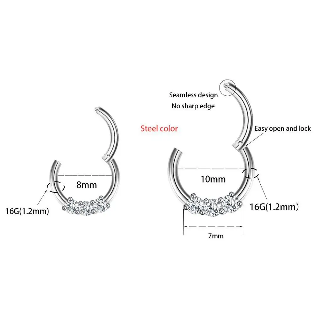 1 шт. Настоящее пирсинг Septo носовые кольца Daith драгоценный камень хрящ траг Ушная