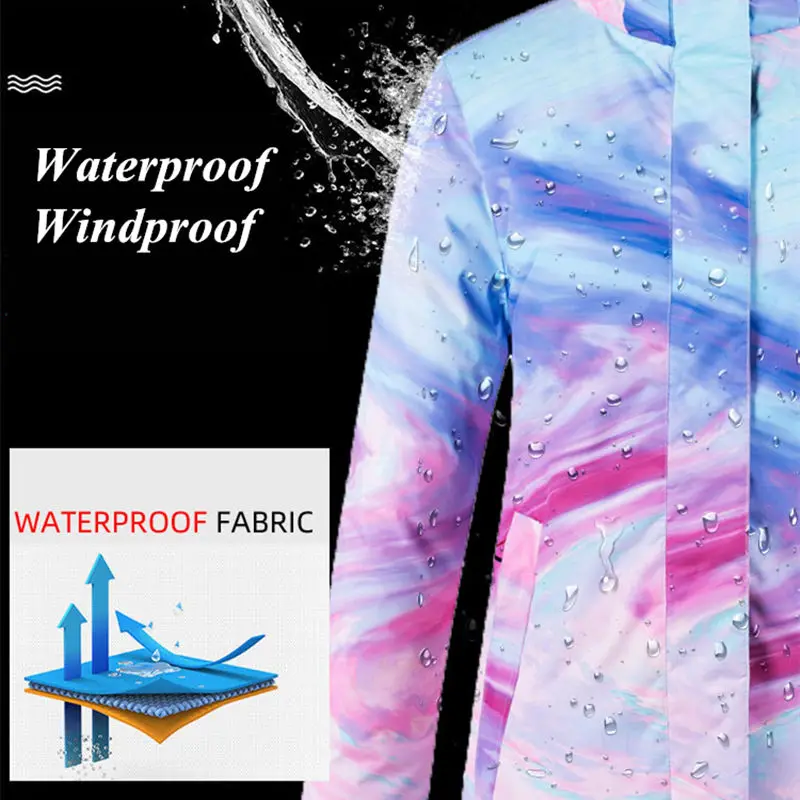 Женский лыжный костюм зимний ветрозащитный водонепроницаемый плотный теплый