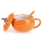 Креативные керамические кружки с крышкой, кофейные чашки ручной работы в форме тыквы, кружка для чая, молока, завтрака, овсяная чашка для йогурта, уникальный новый подарок