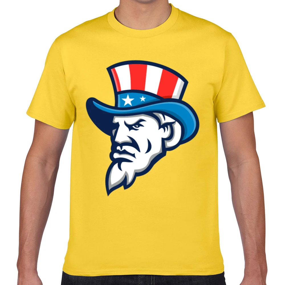 Tops T Shirt Men uncle sam wearing usa top hat mascot Basic Harajuku Custom Male Tshirt | Мужская одежда