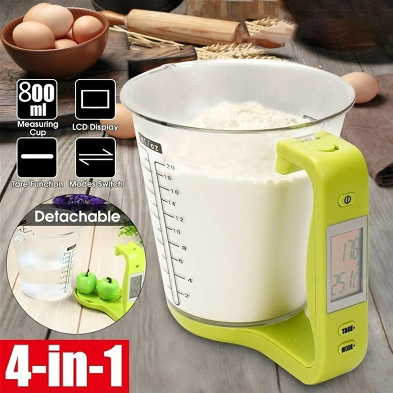 

1Pcs 1000g Measuring Cup Kitchen Scales Digital Beaker Libra Electronic Tool Scale with LCD Display Temperature High capacity