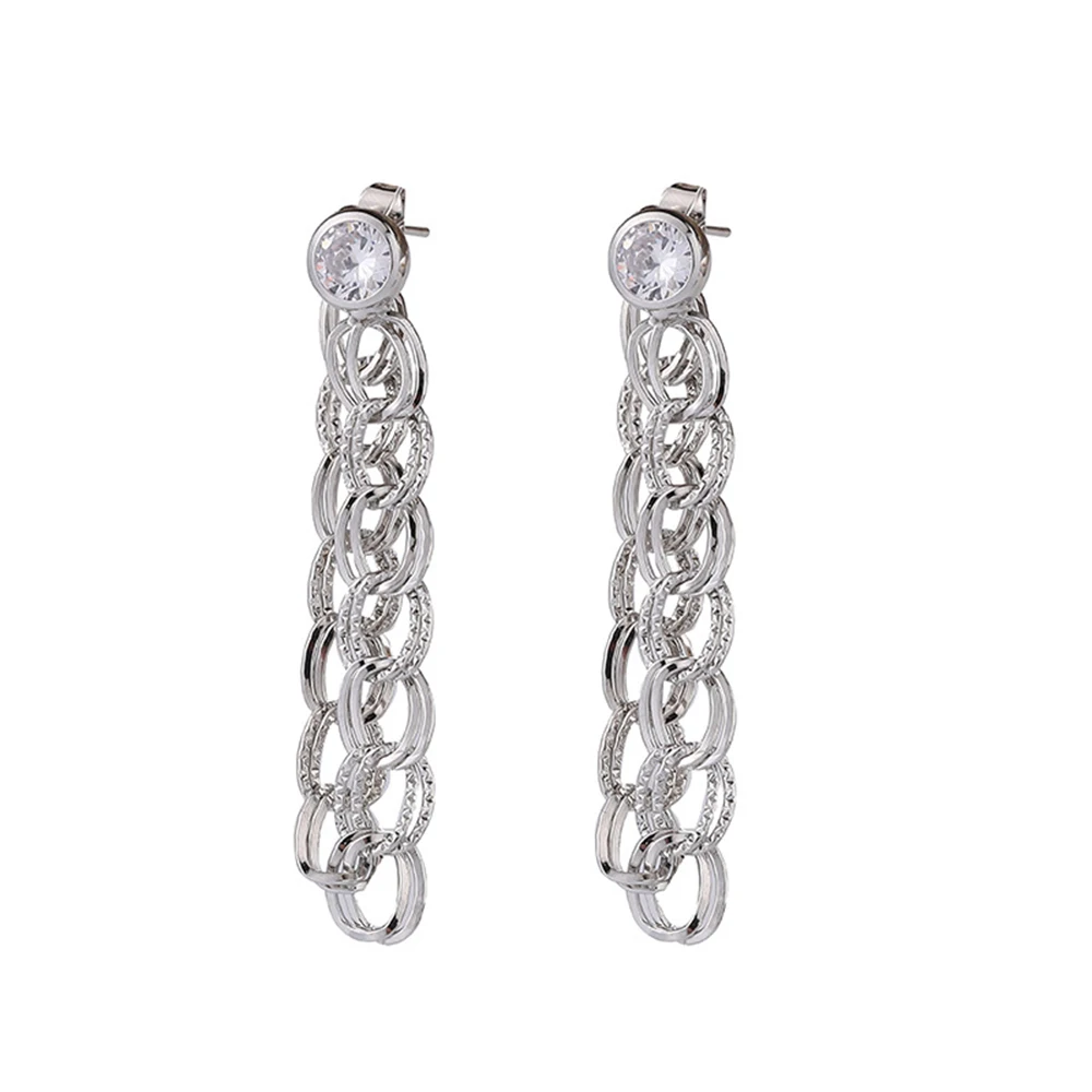 

New 2021 Fringed pitted chain earrings female metal creative personality back hanging earrings trendy earrings