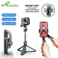 roreta 2021 gimbal stabilizer for phone automatic balance selfie stick tripod with bluetooth shutter for smartphone gopro camera