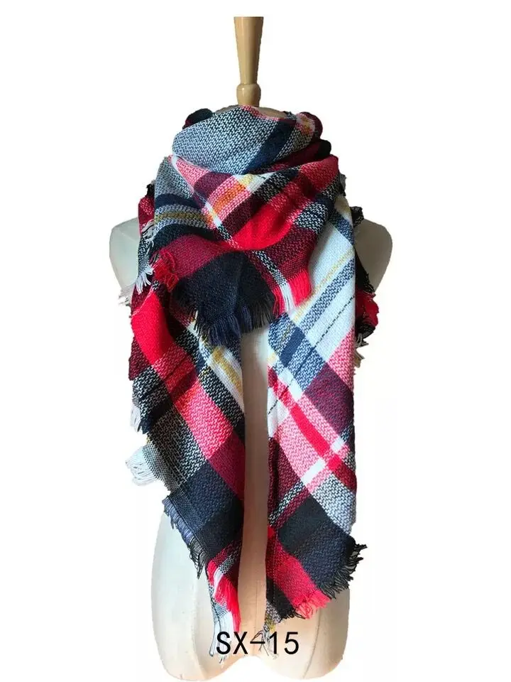 

Autumn Winter Scarf for Woven Wool Spinning Colorful Plaid warm cashmere scarves shawls luxury brand neck bandana pashmina