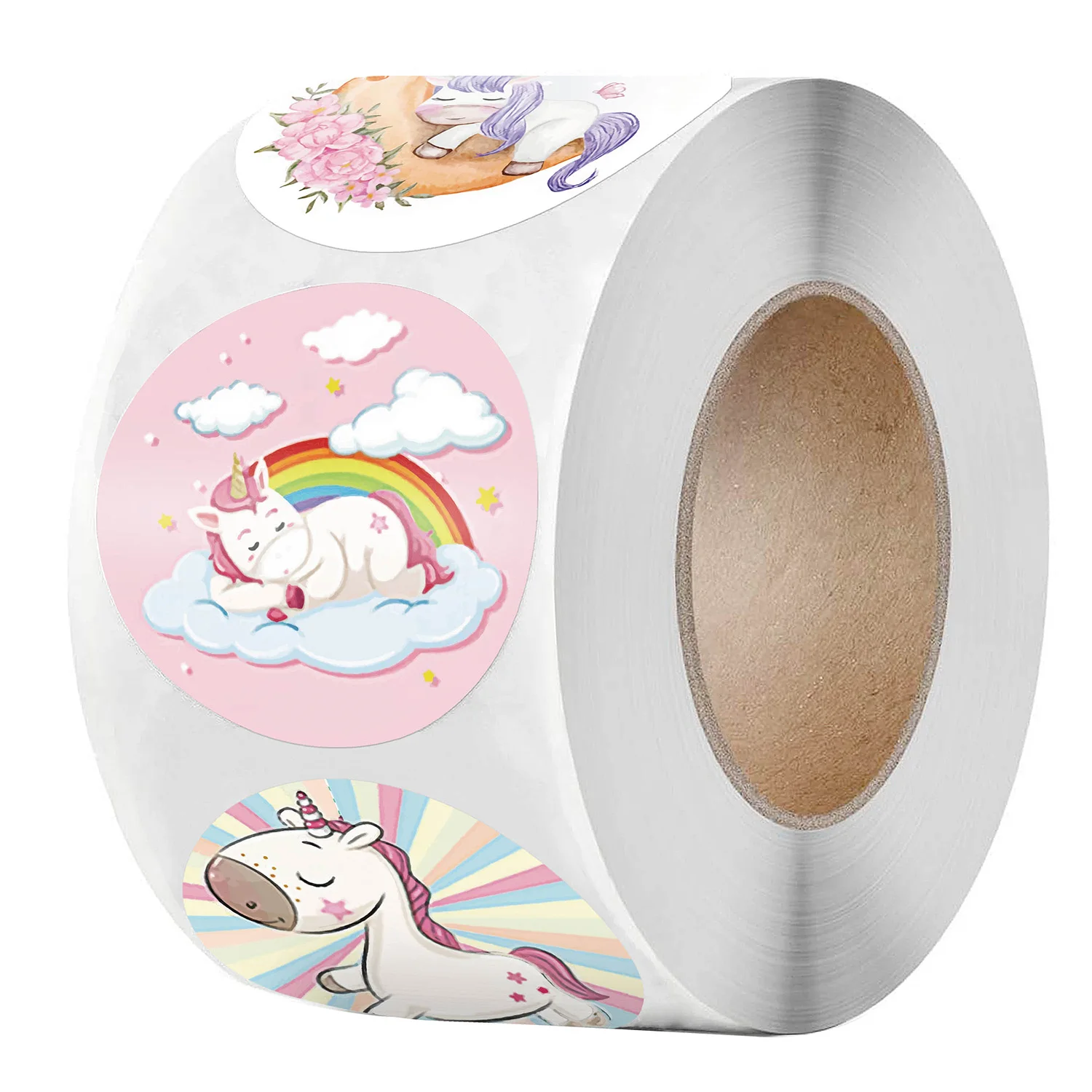 

500pcs/roll 4 Designs Unicorn Sticker Cute Animals Reward Labels for Kids Round Seals Sticker for Festival Gift Boxes Decoration