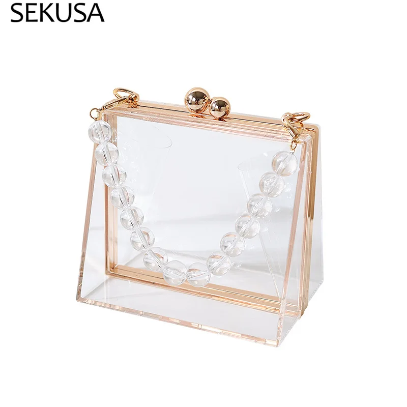 

Fashion Acrylic Transparent Bag Women Chic Perfume Bottle Handbags Purse Paris Party Toiletry Wedding Clutch Evening Bags