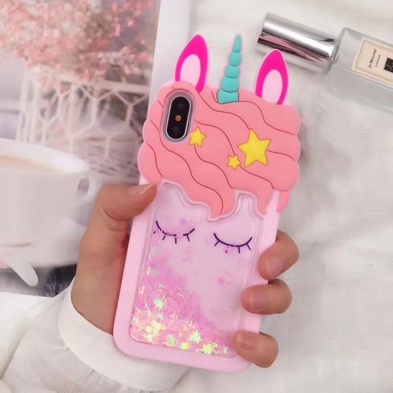 3D с изображением единорогов из жидкого силикона чехол для телефона для samsung Galaxy S9 S8 S10 Note 9 8 J2 prime J5 J7 J8 J4 A6 плюс крышка