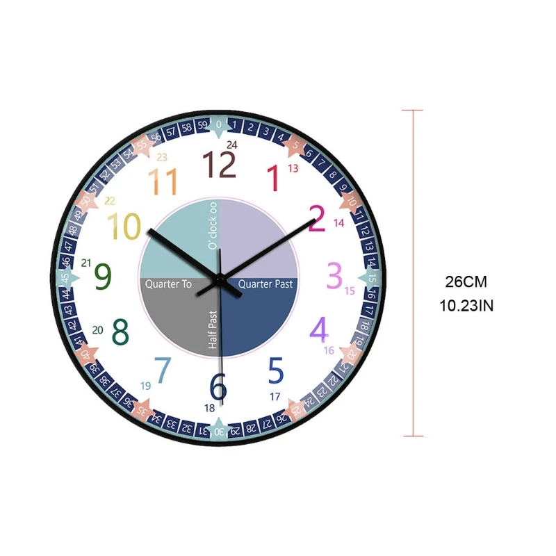 

Educational Wall Clock for Children Kid's Teaching Clock Learn to Tell Time