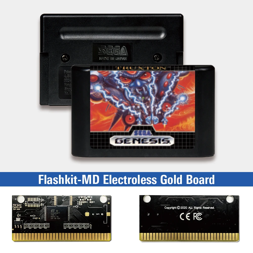 

Набор для видеоигр Truxton - USA Label Flashkit MD, золото схема на основе печатной платы, для Sega Genesis Megadrive