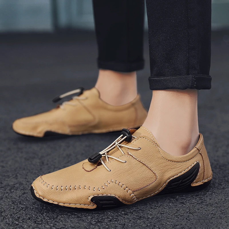 Повседневная мужская обувь из натуральной кожи мужские лоферы удобная модная