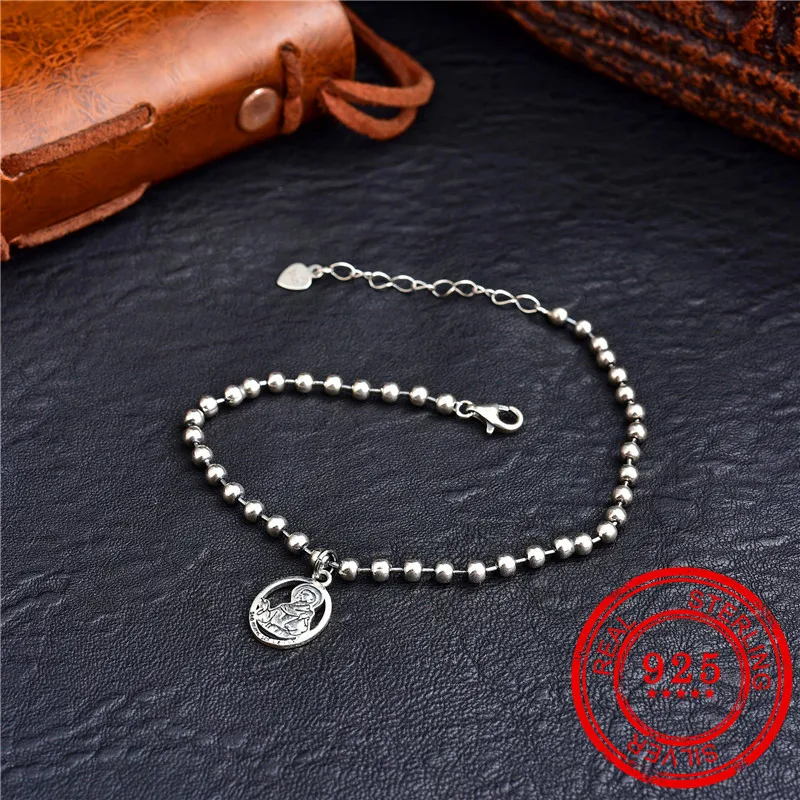 Браслет Faith 100% Стерлинговое Серебро 925 пробы подвеска Иисуса 3 мм цепочка из