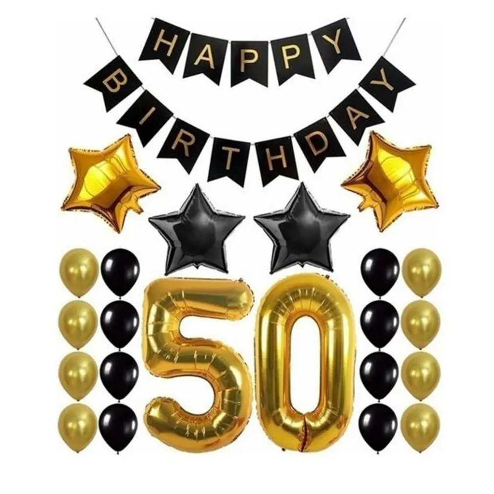 50 years old Цифровой алюминиевый пленочный воздушный шар для вечеринки на день рождения фоновое украшение штамповка рыбьего хвоста флаг Потяните цветок набор - Цвет: 50 years old