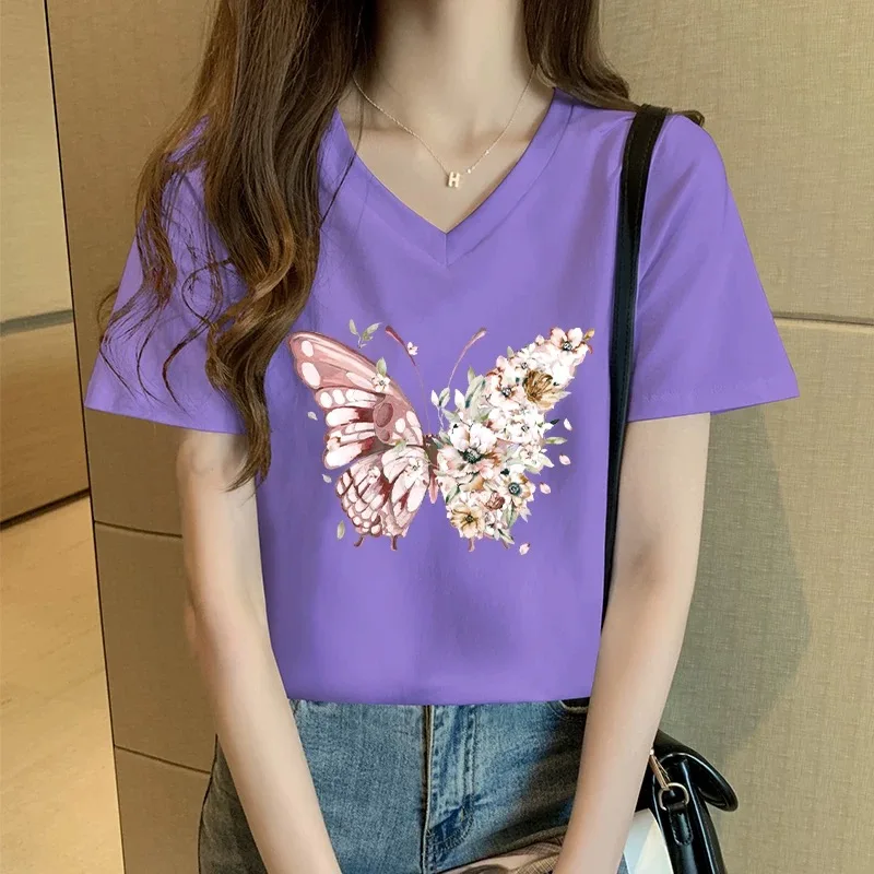 

T-shirt navy blue Women 2019 New Women White T Shirt summer Cotton T shirt
