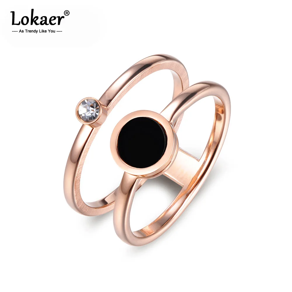 Lokaer офисное кольцо с мозаикой из кубического циркония розовое золото 2 круглые