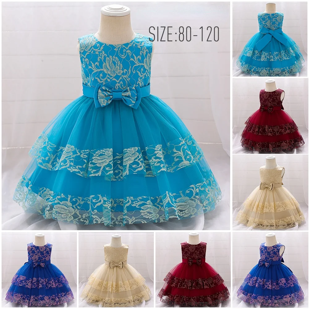 

2022 Infant Newboen Party 1 Birthday Dress For Baby Girl Clothes Lace Princess Dresses Baptism Dress Retro Embroidery Gown