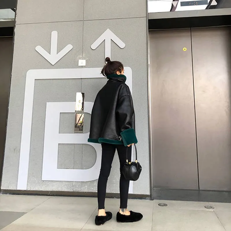 Осень-зима для женщин с поясом из искусственной кожи пальто отложным воротником