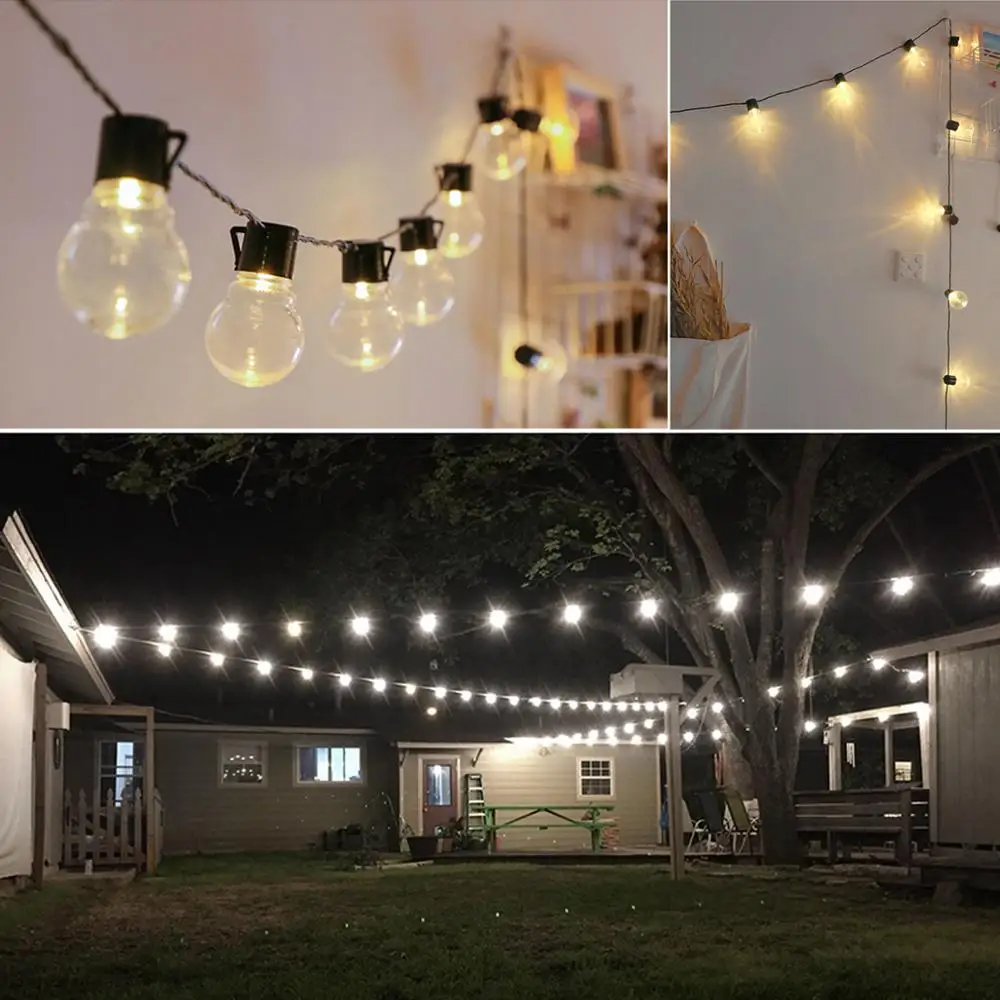 

2.5M 5M Decorative Bulb Garden Fence Outdoor Lighting Wall Lamp LED Porch Light 220V 110V US EU Plug luces led decoracion Xmas