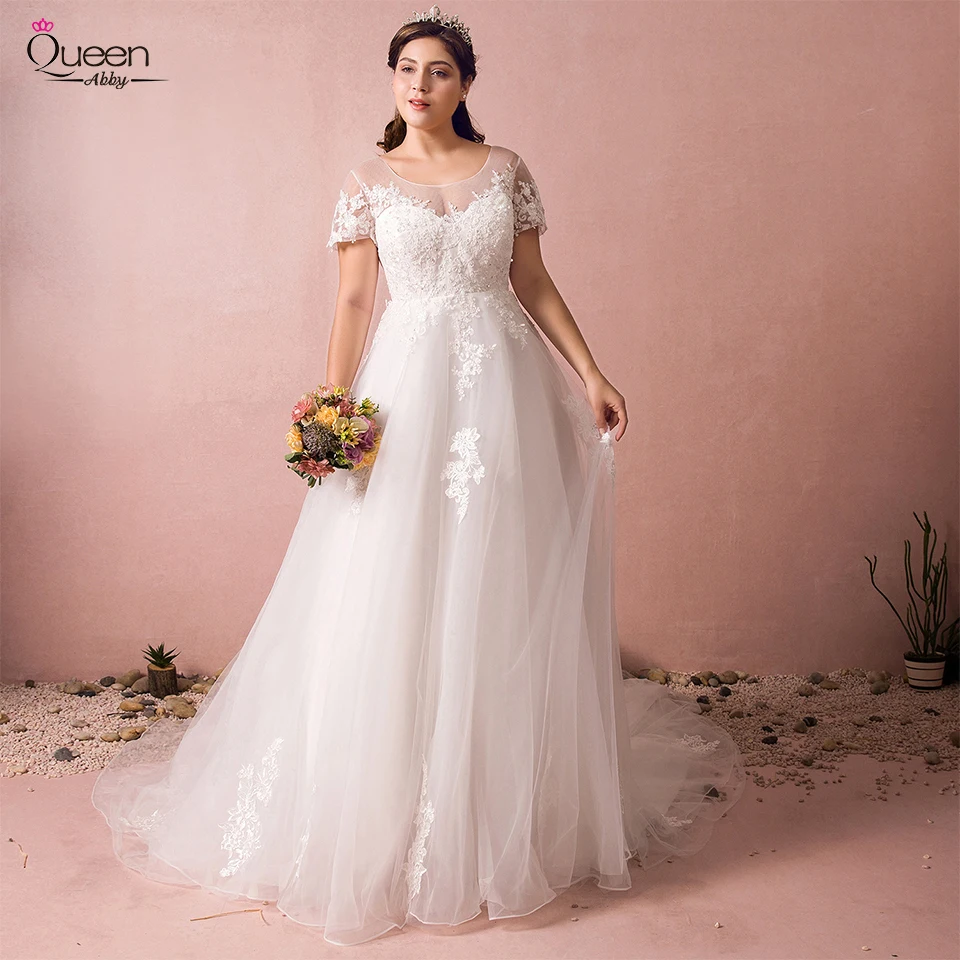 ТРАПЕЦИЕВИДНОЕ свадебное платье с длинным шлейфом размера плюс 2019 элегантное из