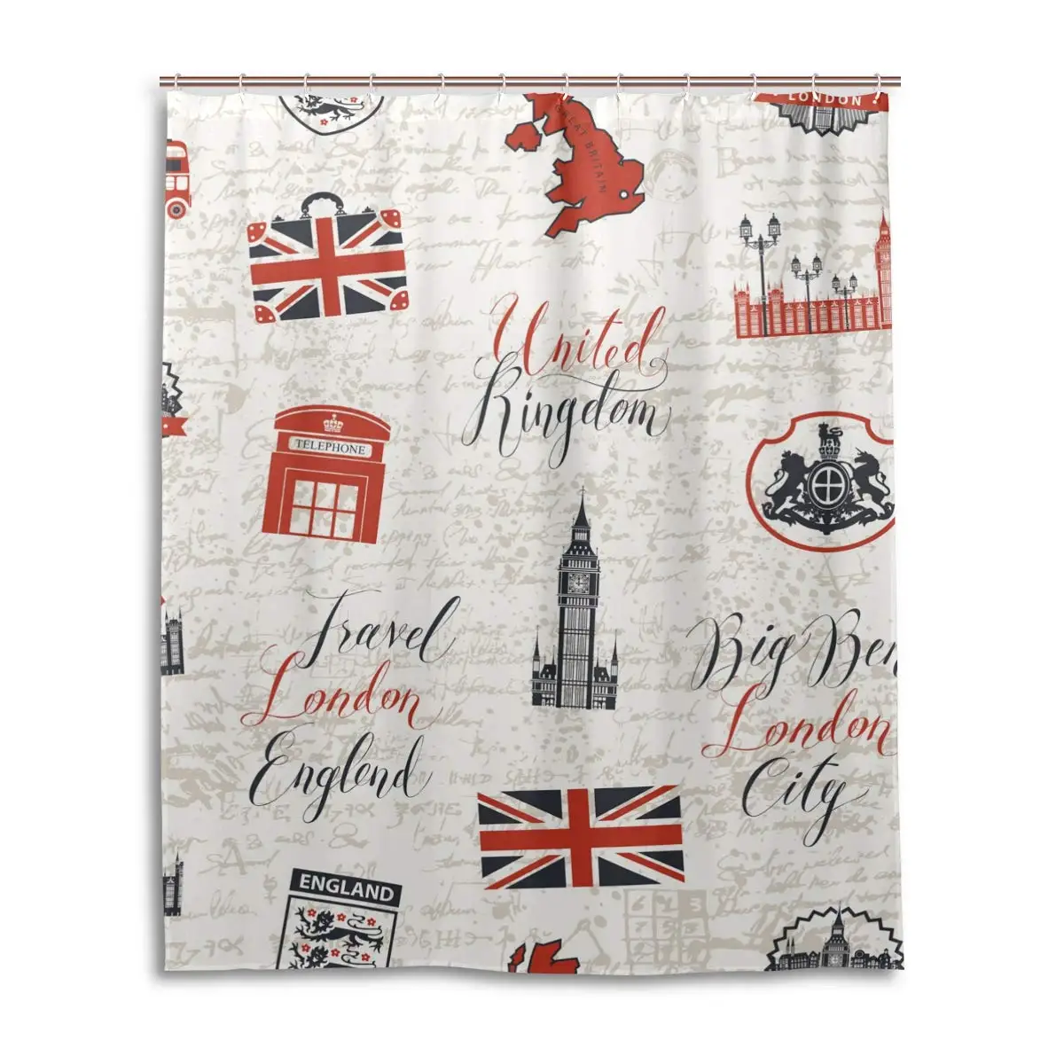 Лондонский Флаг Ретро стиль занавеска для душа 60x72 дюймов водонепроницаемая
