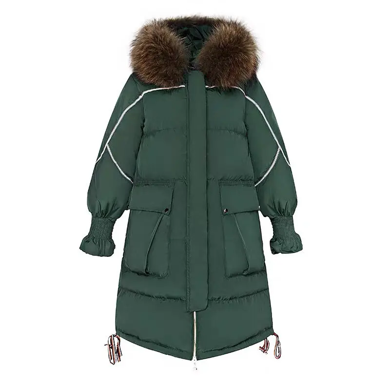 

2021 Winter Korean Style Young and Middle-aged Big Fur Collar down Jacket Loose Padded Coat