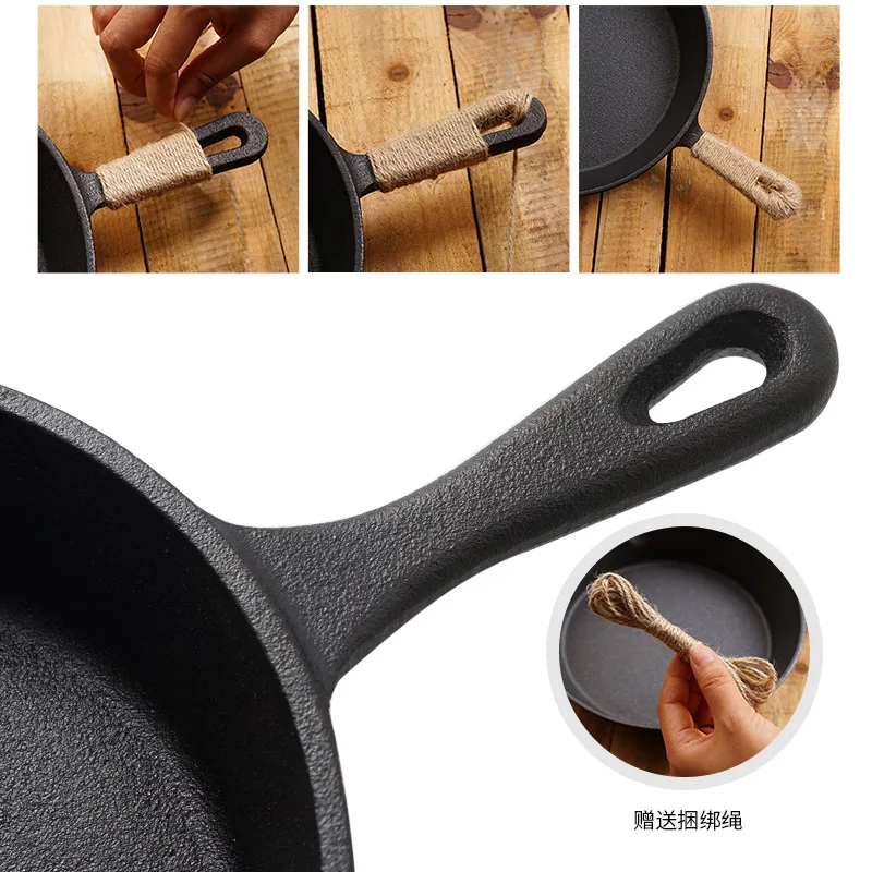 

Outdoor Camping High Quality Non-Stick Skillet Long Handle Cast Iron Frying Pan Grill Pan 20cm/26cm Pans Fried Steak Cooker