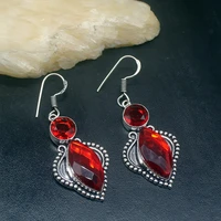 gemstonefactory big promotion 925 silver colorful topaz red garnet amazing women ladies gifts dangle drop earrings 20212068