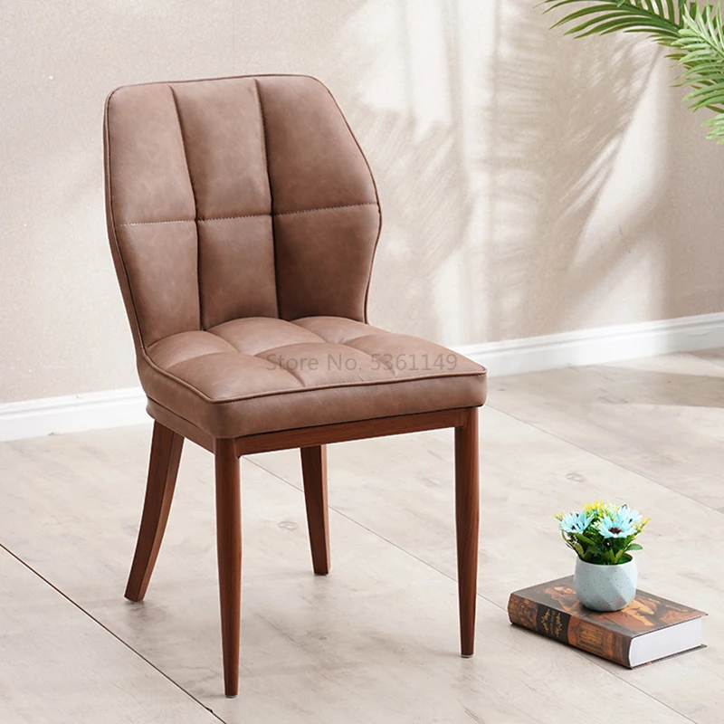 Nordic Dining Chair Home Light Luxury Table and s Modern Wrought Iron American Soft Foreskin | Мебель