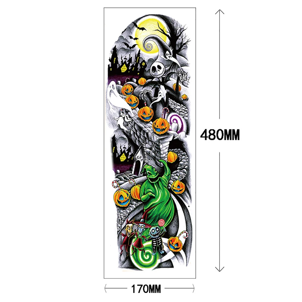 

1 Sheet Full Cover Halloween Arm Tattoo Sticker Disposable 3D Fake Body Scary Injury Stickers Waterpoof Party Event Tattoo Tool
