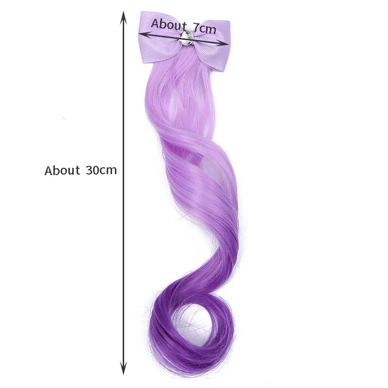 Horquilla con lazo degradado para ni&ntilde;a, coleta para el pelo, peluca de Color para beb&eacute;, trenza el&aacute;stica, tocado, novedad-5